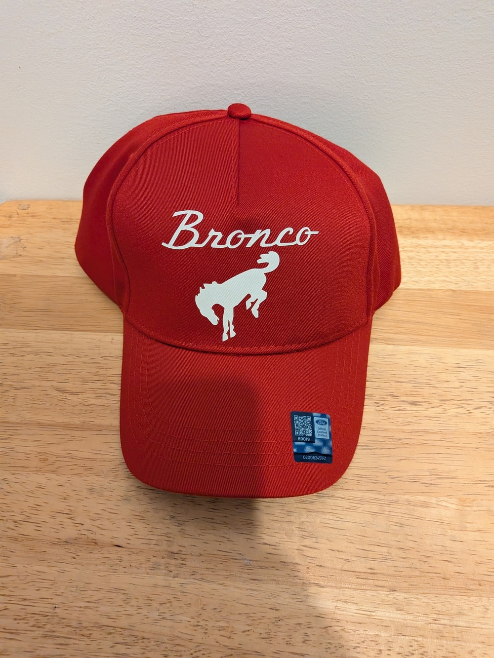 Ford Red Bronco Logo Baseball Cap with White Decal